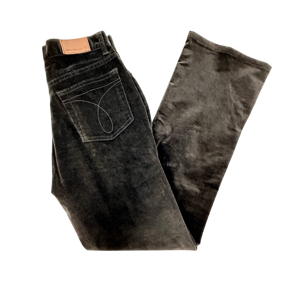 Calvin Klein Jeans Womens Black Corduroy Bootcut Pants Size 4 Stretch Trousers